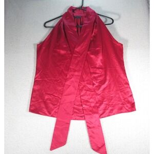 Women's Junior Petite Large Blouse Banana‎ Republic Sleeveless Red Tie Hem Knot